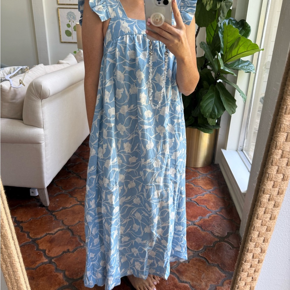 Blue & White Floral Maxi Dress- NWT